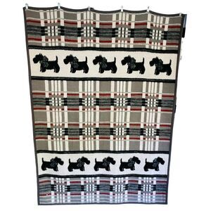 Cannon Ibena Scottie Blanket 57"x 78" Black White Gray Scottish Terrier Highland